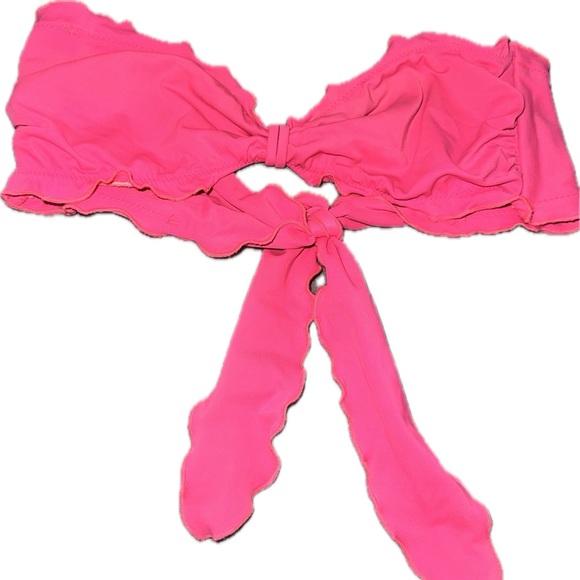 Retired Style Victoria’s Secret Hot Pink Ruffle Strapless Bikini Top - Picture 1 of 1
